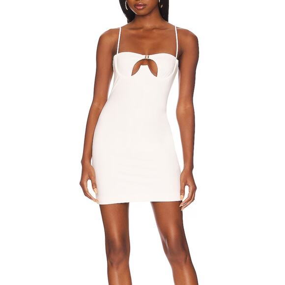 NBD White Bodycon Mini Slip Dress XS Bustier Underwire Designer Revolve $218 NEW - Picture 1 of 9